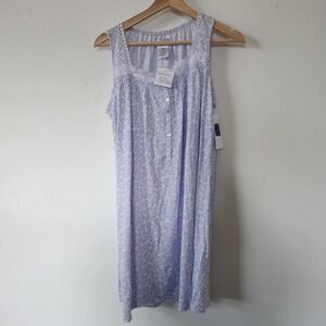 NWT Celestial Dreams Nightgown Sleeveless Cotton Blend Purple Floral Small